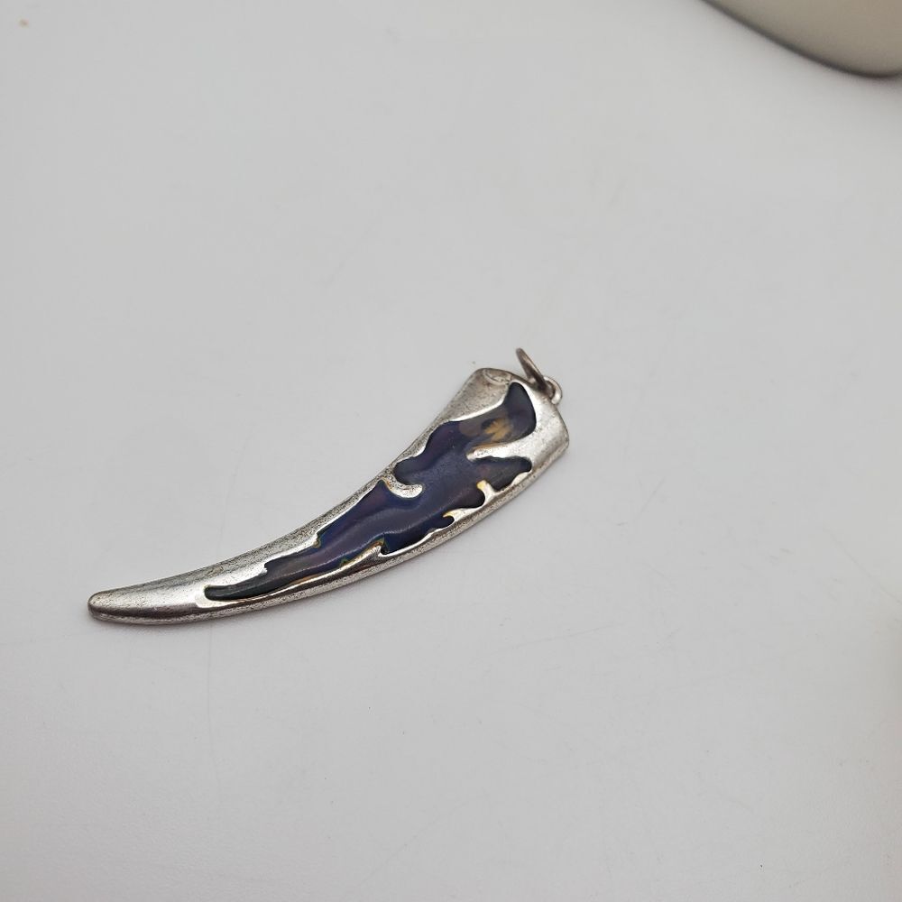 Lucky charm shark tooth necklace pendant sterling‎ silver 925